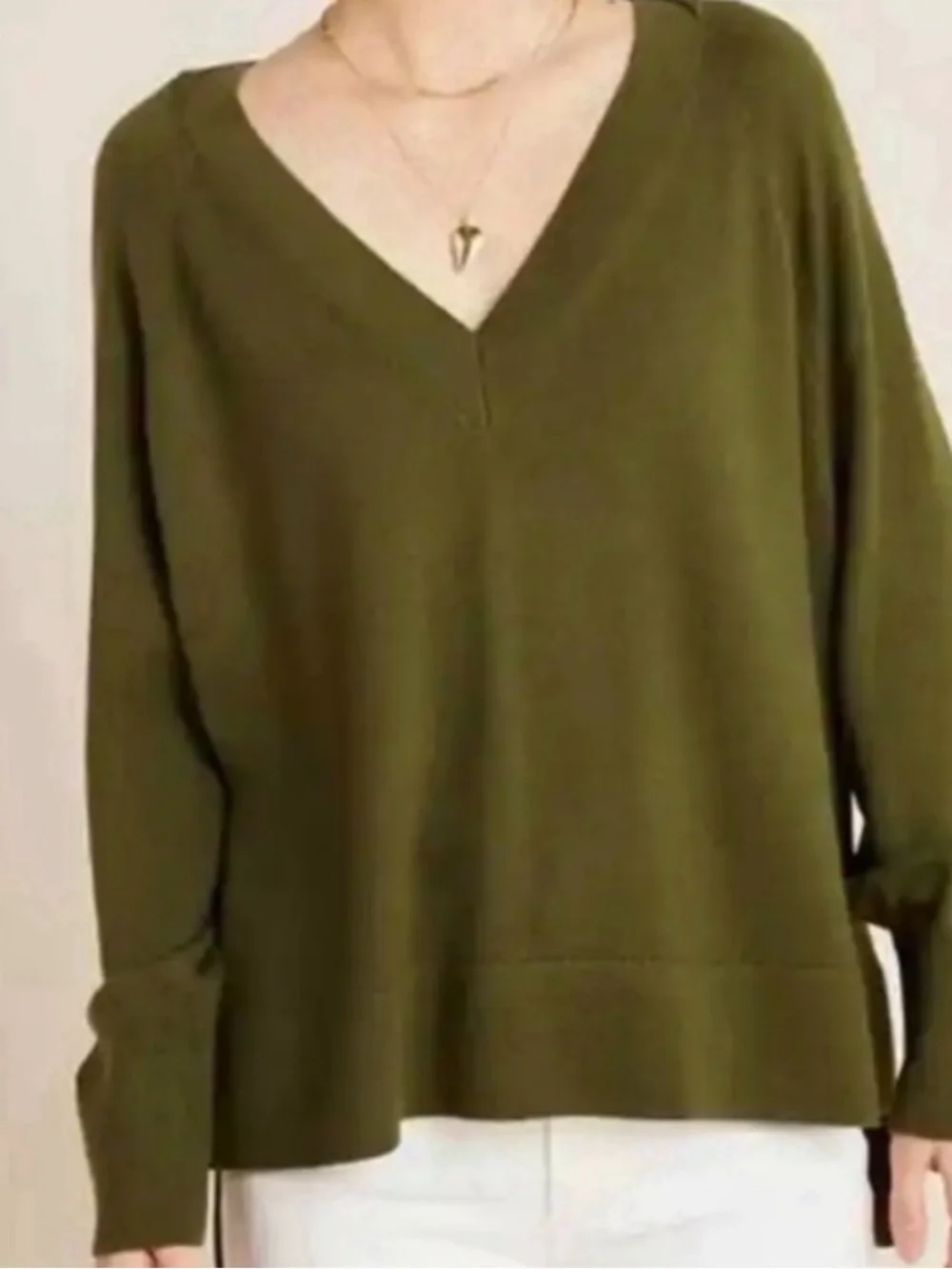 Anthropologie S 100% merino wool gabby oversized sweater v-neck high low hemline